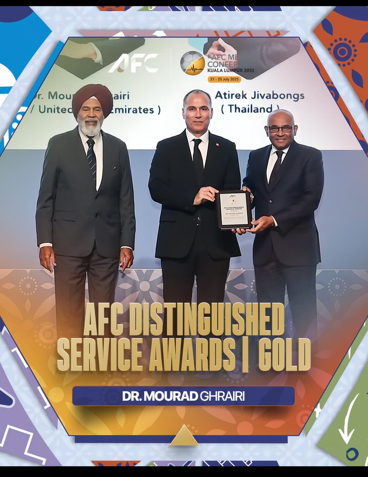 Director of FIFA Medical Centre Dubai Receives AFC Gold Award for Medical Excellence.